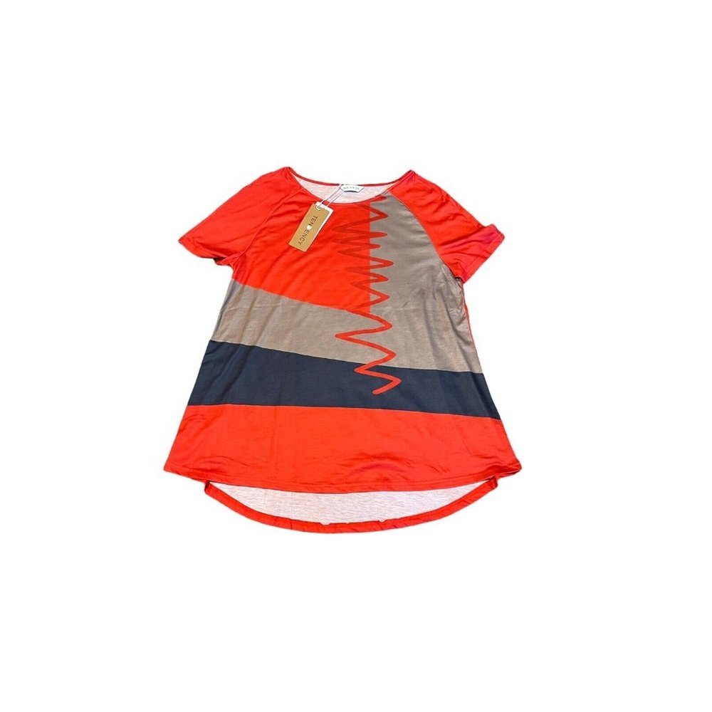 NEW Tendency Size  Xl Top Shirt Blouse Casual Work Clothes Outfit Red Beige Blue